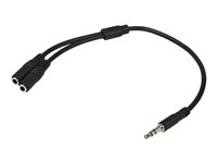 StarTech.com 3.5mm Audio Extension Cable - Slim Audio Splitter Y Cable and Headphone Extender - Male to 2x Female AUX Cable (MUY1MFFS) - Lydsplitter - mini-phone stereo 3.5 mm hann til mini-phone stereo 3.5 mm hunn - 20 cm - svart - for P/N: MU15MMS, MU6MMS MUY1MFFS