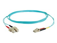 C2G LC-SC 10Gb 50/125 OM3 Duplex Multimode PVC Fiber Optic Cable (LSZH) - Nettverkskabel - SC flermodus (hann) til LC multimodus (hann) - 15 m - fiberoptisk - dupleks - 50 / 125 mikroner - OM3 - halogenfri - akvamarin 85537