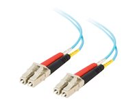C2G LC-LC 10Gb 50/125 OM3 Duplex Multimode PVC Fiber Optic Cable (LSZH) - Nettverkskabel - LC multimodus (hann) til LC multimodus (hann) - 2 m - fiberoptisk - dupleks - 50 / 125 mikroner - OM3 - halogenfri - akvamarin 85550