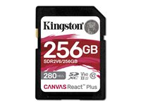 Kingston Canvas React Plus - Flashminnekort - 256 GB - Video Class V60 / UHS-II U3 / Class10 - SDXC UHS-II SDR2V6/256GB
