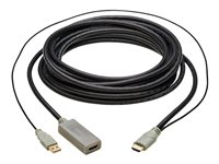 Eaton Tripp Lite Series HDMI Extension Cable with Active Repeater (M/F), 4K 60 Hz, HDR, 4:4:4, HDCP 2.2, 10 ft. (3.1 m), TAA - HDMI-forlengelseskabel med Ethernet - TAA-samsvar - HDMI, USB hann til HDMI hunn - 3.1 m - grå, svart - aktiv forsterker, støtte for 4K 60 Hz (3840 x 2160), 3D-videostøtte, gullbelagte kontakter P569-010-MF-ACT