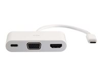 C2G USB-C to HDMI and VGA Adapter Converter with Power Delivery - Dokkingstasjon - USB-C / Thunderbolt 3 - VGA, HDMI 82103