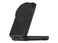 Belkin UltraCharge - Trådløst ladestativ - 2-i-1, Qi2, magnetisk, sammenleggbar + AC-strømadapter - 25 watt - Ultra Fast Charge (USB-C) - svart WIZ038KQBK