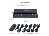 StarTech.com Standalone USB Duplicator - USB Duplicator and Eraser - USB 3.0, 2.0, 1.1 - 1:15 USB Flashdrive - USB Thumb Drive (USBDUPE115) - USB-stasjonsduplikator - 15 brønner - TAA-samsvar USBDUPE115