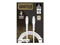 GRATEQ PRO - Lightning-kabel - 24 pin USB-C hann til Lightning hann - 2.25 m - hvit - USB Power Delivery (60W), flettet kabel 86041GC