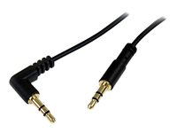 StarTech.com 1 ft. (0.3 m) Right Angle 3.5 mm Audio Cable - 3.5mm Slim Audio Cable - Right Angle - Male/Male - Aux Cable (MU1MMSRA) - Lydkabel - mini-phone stereo 3.5 mm hann til mini-phone stereo 3.5 mm hann - 30 cm - svart - høyrevinklet kontakt - for P/N: SV231DVGAU2A, SV431DVGAU2A MU1MMSRA