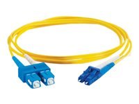 C2G LC-SC 9/125 OS1 Duplex Singlemode PVC Fiber Optic Cable (LSZH) - Koblingskabel - SC-enkeltmodus (hann) til LC-enkeltmodus (hann) - 5 m - fiberoptisk - dupleks - 9 / 125 micron - OS1 - halogenfri - gul 85589