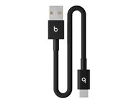 Beats - USB-kabel - USB (hann) til 24 pin USB-C (hann) - USB 2.0 - 20 cm - flettet kabel, forsterket design, USB Fast Charge (15W) - svart bolt MEQL4ZM/A