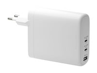 dbramante1928 re-charge - Strømadapter - 140 watt - Power Delivery 3.1 - 3 utgangskontakter (24 pin USB-C, USB) - hvit - Europa CI140EUWH7101
