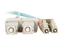 C2G LC-SC 10Gb 50/125 OM3 Duplex Multimode PVC Fiber Optic Cable (LSZH) - Nettverkskabel - SC flermodus (hann) til LC multimodus (hann) - 3 m - fiberoptisk - dupleks - 50 / 125 mikroner - OM3 - halogenfri - akvamarin 85533
