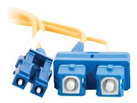 C2G LC-SC 9/125 OS1 Duplex Singlemode PVC Fiber Optic Cable (LSZH) - Koblingskabel - SC-enkeltmodus (hann) til LC-enkeltmodus (hann) - 3 m - fiberoptisk - dupleks - 9 / 125 micron - OS1 - halogenfri - gul 85588