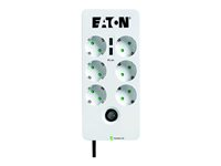Eaton Protection Box 6 USB DIN - Overspenningsavleder - AC 220-250 V - 2500 watt - utgangskontakter: 6 - hvit PB6UD