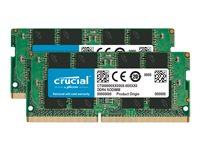 Crucial - DDR4 - sett - 64 GB: 2 x 32 GB - SO DIMM 260-pin - 3200 MHz / PC4-25600 - CL22 - 1.2 V - ikke-bufret - ikke-ECC CT2K32G4SFD832A