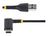 StarTech.com 6ft (2m) USB A to C Charging Cable Right Angle, Heavy Duty Fast Charge USB-C Cable, USB 2.0 A to Type-C, Durable and Rugged Aramid Fiber, 3A, S20/iPad/Pixel - High Quality USB Charging Cord (R2ACR-2M-USB-CABLE) - USB-kabel - USB (hann) rett til USB-C (hann) rettvinklet - Thunderbolt 3 / USB 2.0 - 3 A - 2 m - USB Power Delivery (60W) - svart R2ACR-2M-USB-CABLE
