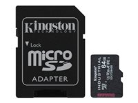 Kingston Industrial - Flashminnekort (microSDXC til SD-adapter inkludert) - 64 GB - A1 / Video Class V30 / UHS-I U3 / Class10 - microSDXC UHS-I SDCIT2/64GB