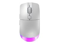 CHERRY Xtrfy M50 - Mus - ergonomisk - optisk - 5 knapper - trådløs, kablet - 2.4 GHz, Bluetooth 5.2 - USB trådløs mottaker - hvit JW-5000-0