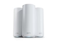 NETGEAR Orbi 770 Series RBE773 - Wi-Fi-system - (ruter, 2 utvidere) - inntil 6750 kvadratfot - maske 1GbE, Wi-Fi 7 Multibånd RBE773-100EUS