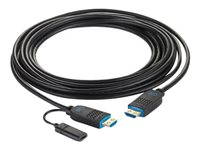 C2G 25ft (7.6m) C2G Performance Series High Speed HDMI Active Optical Cable (AOC) - 4K 60Hz Plenum Rated - High Speed - HDMI-kabel - HDMI hann til HDMI, 24 pin USB-C - 7.6 m - svart - plenum, Active Optical Cable (AOC), 4K 60Hz støtte C2G41482
