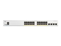Cisco Catalyst 1300-24P-4G - Switch - L3 - Styrt - 24 x 10/100/1000 (PoE+) + 4 x 1 Gigabit SFP - rackmonterbar - PoE+ (195 W) C1300-24P-4G