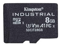 Kingston Industrial - Flashminnekort - 8 GB - A1 / Video Class V30 / UHS-I U3 / Class10 - microSDHC UHS-I SDCIT2/8GBSP