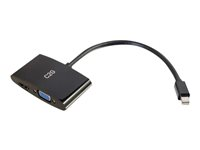 C2G 20cm Mini DisplayPort to HDMI or VGA Adapter Converter 4K UHD - Black - Video adapter - Mini DisplayPort hann til 15 pin D-Sub (DB-15), HDMI hunn - 20.3 cm - skjermet - svart - 4K-støtte 80935