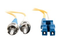 C2G LC-ST 9/125 OS1 Duplex Singlemode PVC Fiber Optic Cable (LSZH) - Koblingskabel - ST-enkeltmodus (hann) til LC-enkeltmodus (hann) - 3 m - fiberoptisk - dupleks - 9 / 125 micron - OS1 - halogenfri - gul 85597