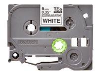 Brother TZe-S221 - Ekstra sterk selvkleber - svart på hvitt - Rull (0,9 cm x 8 m) 1 kassett(er) laminert teip - for P-Touch PT-E310, E550, P900; P-Touch Cube PT-P910; P-Touch Cube Pro PT-P910 TZES221