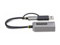StarTech.com USB-C to Ethernet Adapter w/USB-A Adapter, Realtek RTL8153B - Nettverksadapter - USB-C 3.2 Gen 1 - Gigabit Ethernet - romgrå C21GA-USB-ETHERNET