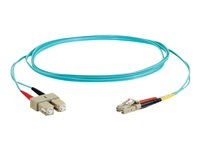 C2G LC-SC 10Gb 50/125 OM3 Duplex Multimode PVC Fiber Optic Cable (LSZH) - Nettverkskabel - SC flermodus (hann) til LC multimodus (hann) - 30 m - fiberoptisk - dupleks - 50 / 125 mikroner - OM3 - halogenfri - akvamarin 85539