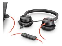 Poly Blackwire C5220 - Blackwire 5200 series - hodesett - on-ear - kablet - USB-A, 3,5 mm jakk - svart - Certified for Microsoft Teams, Certified for Skype for Business, Certified for Zoom Rooms, Cisco Jabber Certified, Avaya Certified 80R97A6