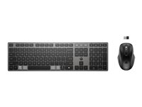 HP 725 - Tastatur- og mussett - multi-enhet, oppladbar, drevet av SuperCapacitor - full size - trådløs - 2.4 GHz, Bluetooth - Pan Nordic - kveldningssvart - Smart Buy 9T5B0UT#UUW