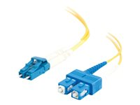 C2G LC-SC 9/125 OS1 Duplex Singlemode PVC Fiber Optic Cable (LSZH) - Koblingskabel - SC-enkeltmodus (hann) til LC-enkeltmodus (hann) - 3 m - fiberoptisk - dupleks - 9 / 125 micron - OS1 - halogenfri - gul 85588