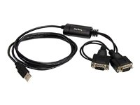 StarTech.com USB to Serial Adapter - 2 Port - COM Port Retention - FTDI - USB to RS232 Adapter Cable - USB to Serial Converter (ICUSB2322F) - Seriell adapter - USB - RS-232 x 2 - svart ICUSB2322F