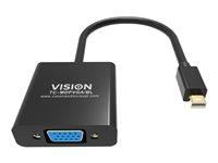 Vision Professional - Video adapter - Mini DisplayPort (hann) til HD-15 (VGA) (hann) - svart TC-MDPVGA/BL