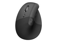 Logitech Lift Vertical Ergonomic Mouse - Vertikal mus - ergonomisk - venstrehendt - optisk - 6 knapper - trådløs - Bluetooth, 2.4 GHz - Logitech Logi Bolt USB-mottaker - grafitt 910-006474