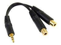 StarTech.com 6 in. 3.5mm Audio Splitter Cable - Stereo Splitter Cable - Gold Terminals - 3.5mm Male to 2x 3.5mm Female - Headphone Splitter (MUY1MFF) - Lydsplitter - mini-phone stereo 3.5 mm hann til mini-phone stereo 3.5 mm hunn - 15.2 cm - for P/N: MU1MMS, PCISOUND4CH MUY1MFF