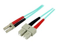 StarTech.com 2m Fiber Optic Cable - 10 Gb Aqua - Multimode Duplex 50/125 - LSZH - LC/SC - OM3 - LC to SC Fiber Patch Cable (A50FBLCSC2) - Koblingskabel - LC multimodus (hann) til SC flermodus (hann) - 2 m - fiberoptisk - dupleks - 50 / 125 mikroner - akvamarin A50FBLCSC2
