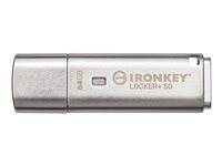 Kingston IronKey Locker+ 50 - USB-flashstasjon - kryptert - 64 GB - USB 3.2 Gen 1 IKLP50/64GB