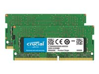Crucial - DDR4 - sett - 16 GB: 2 x 8 GB - SO DIMM 260-pin - 2666 MHz / PC4-21300 - CL19 - 1.2 V - ikke-bufret - ikke-ECC CT2K8G4S266M
