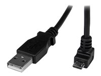 StarTech.com 2m Micro USB Cable Cord - A to Down Angle Micro B - Down Angled Micro USB Cable - 1x USB A (M), 1x USB Micro B (M) - Black (USBAUB2MD) - USB-kabel - Micro-USB type B (hann) til USB (hann) - USB 2.0 - 2 m - formstøpt, 90° kontakt - svart USBAUB2MD