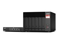 QNAP TS-673A - NAS-server - 6 brønner - SATA 6Gb/s - RAID JBOD, 0, 1, 10, 50, 60, 5, 6 - RAM 8 GB - 2.5 Gigabit Ethernet - iSCSI støtte - med QSW-1105-5T-bryter TS-673A-SW5T