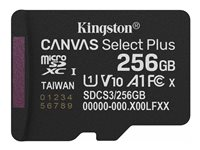 Kingston Canvas Select Plus - Flashminnekort - 256 GB - A1 / Video Class V10 / UHS-I U1 / Class10 - microSDXC UHS-I SDCS3/256GBSP