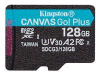 Kingston Canvas Go! Plus - Flashminnekort - 128 GB - A2 / Video Class V30 / UHS-I U3 / Class10 - microSDXC UHS-I SDCG3/128GBSP