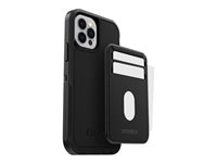 OtterBox - Lomme - MagSafe-samsvar - syntetisk skinn, polykarbonat, magnet - skyggesvart - for Apple iPhone 12, 12 mini, 12 Pro, 12 Pro Max 77-82593