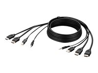 Belkin Secure KVM Combo Cable - Video- / USB / audio-kabel - TAA-samsvar - USB, minijakk, HDMI (hann) til HDMI, USB-type B, minijakk (hann) - 3.05 m - 4K-støtte, passiv - svart F1DN2CCBL-HH10T