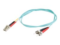 C2G LC-ST 10Gb 50/125 OM3 Duplex Multimode PVC Fiber Optic Cable (LSZH) - Nettverkskabel - ST flermodus (hann) til LC multimodus (hann) - 2 m - fiberoptisk - dupleks - 50 / 125 mikroner - OM3 - halogenfri - akvamarin 85541