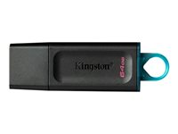 Kingston DataTraveler Exodia - USB-flashstasjon - 64 GB - USB 3.2 Gen 1 - svart med blågrønt DTX/64GB